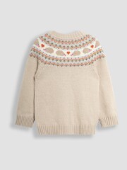 JoJo Maman Bébé Natural Hedgehog Knit Fairisle Pattern Cardigan - Image 2 of 3