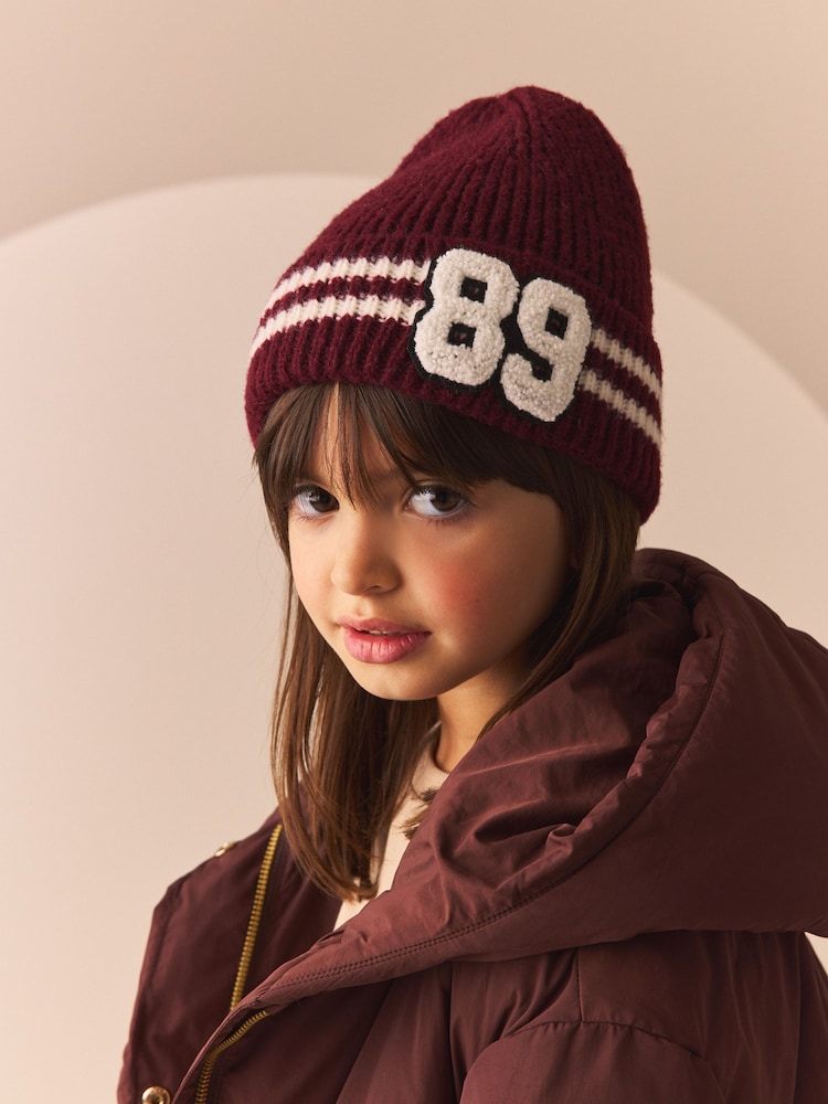 Burgundy Red Collegic Beanie Hat (3mths-16yrs) - Image 2 of 5