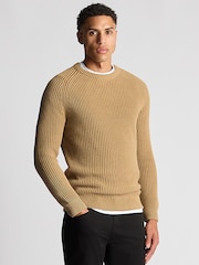 Remus Uomo Natural Textured Crew Neck 100% Cotton Jumper - Image 4 of 6