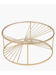 Pacific Gold Liberty Glass and Gold Metal Round Coffee Table - Image 2 of 5