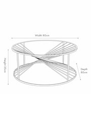 Pacific Gold Liberty Glass and Gold Metal Round Coffee Table - Image 4 of 5