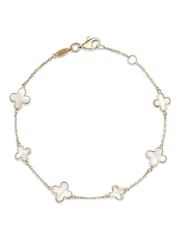 Beaverbrooks 9ct Gold Mother of Pearl Clover Bracelet - Image 1 of 6