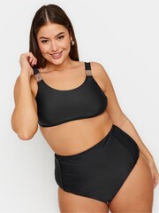 Yours Curve Black Chain Detail Bikini Top - Image 1 of 6