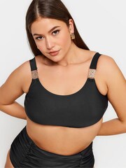 Yours Curve Black Chain Detail Bikini Top - Image 3 of 6