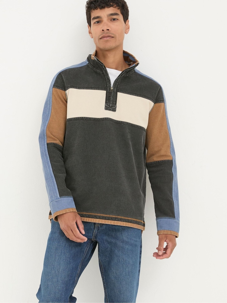 FatFace Airlie Washed Black Panel Sweatshirt - Image 2 of 7 FatFace Airlie Washed Black Panel Sweatshirt - Image 2 of 7