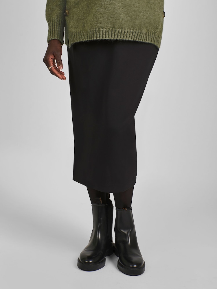 JoJo Maman Bébé Black Maternity Drawstring Midi Skirt - Image 1 of 4