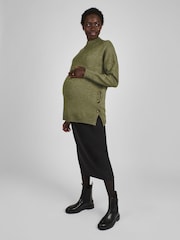 JoJo Maman Bébé Black Maternity Drawstring Midi Skirt - Image 3 of 4