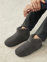 Charcoal Grey Borg Boot Slippers - Image 1 of 5