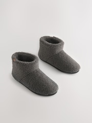 Charcoal Grey Borg Boot Slippers - Image 2 of 5