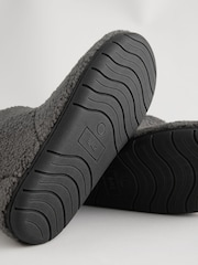 Charcoal Grey Borg Boot Slippers - Image 4 of 5