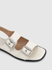 Office White Stealth Double Buckle Contrast Stitch Sandals - Image 3 of 3