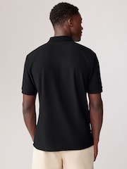 Black/White Vertical Stripe Quarter Zip Polo Shirt - Image 2 of 8