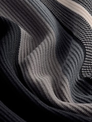 Black/White Vertical Stripe Quarter Zip Polo Shirt - Image 8 of 8