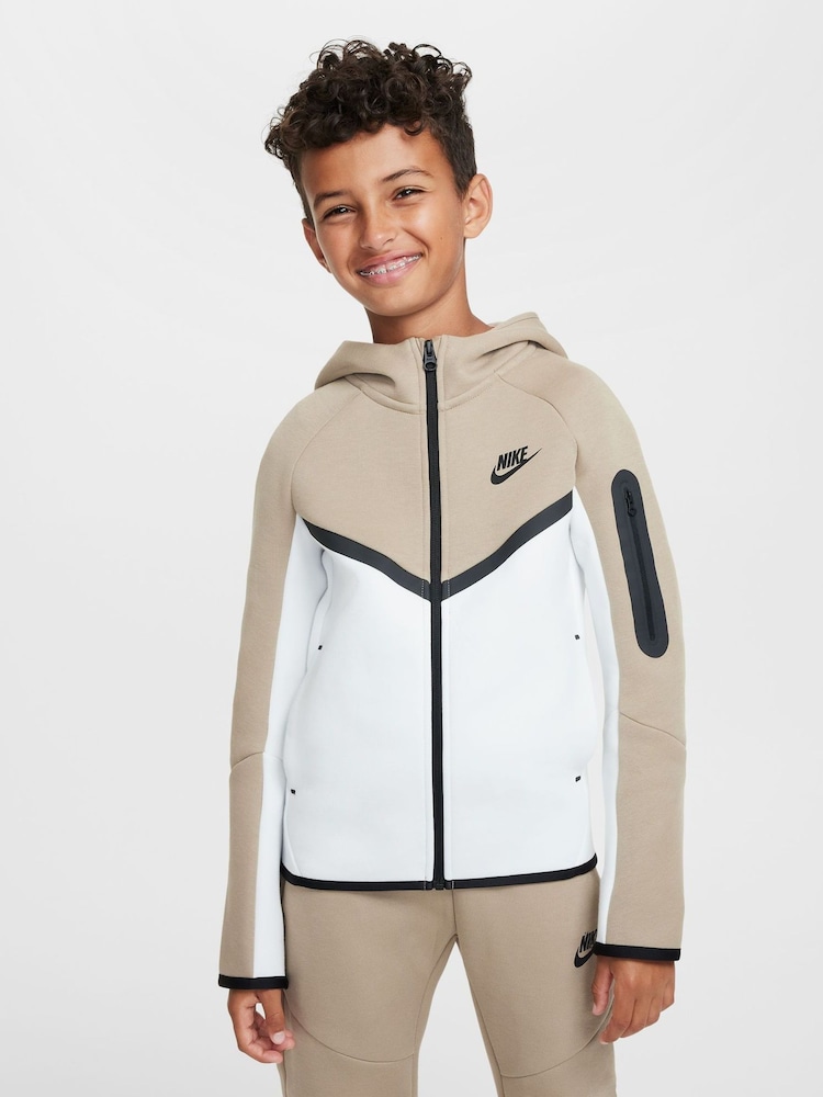 БежевыйБелый - Толстовка с капюшоном Nike BeigeWhite Tech Fleece Zip Up - Изображение 1 из 8