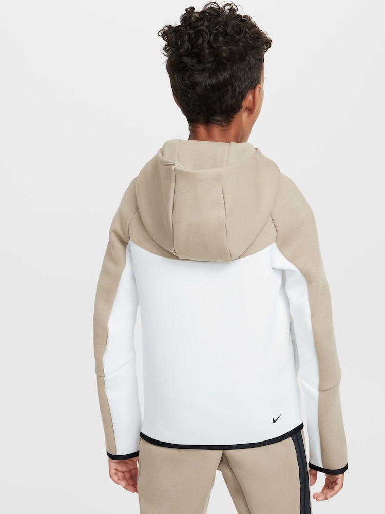 БежевыйБелый - Толстовка с капюшоном Nike BeigeWhite Tech Fleece Zip Up - Изображение 2 из 8