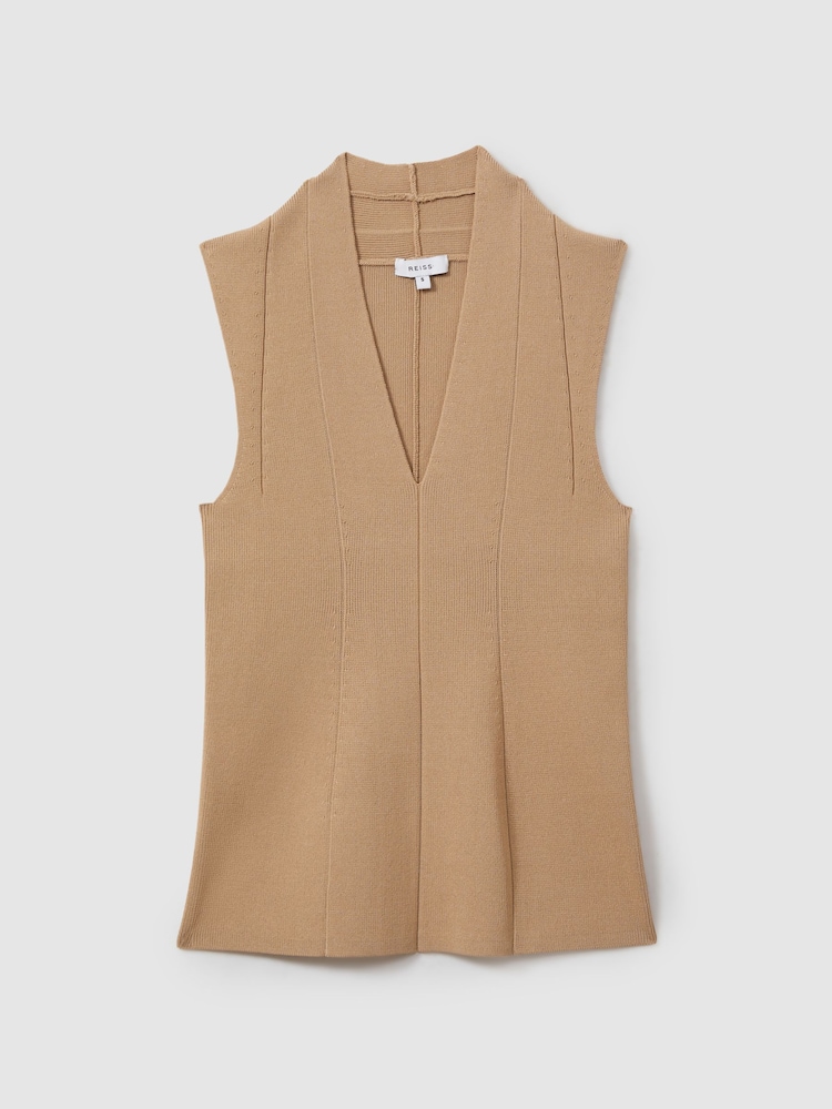 Reiss Nude Kimmy Knitted Sleeveless V-Neck Vest - Image 2 of 6