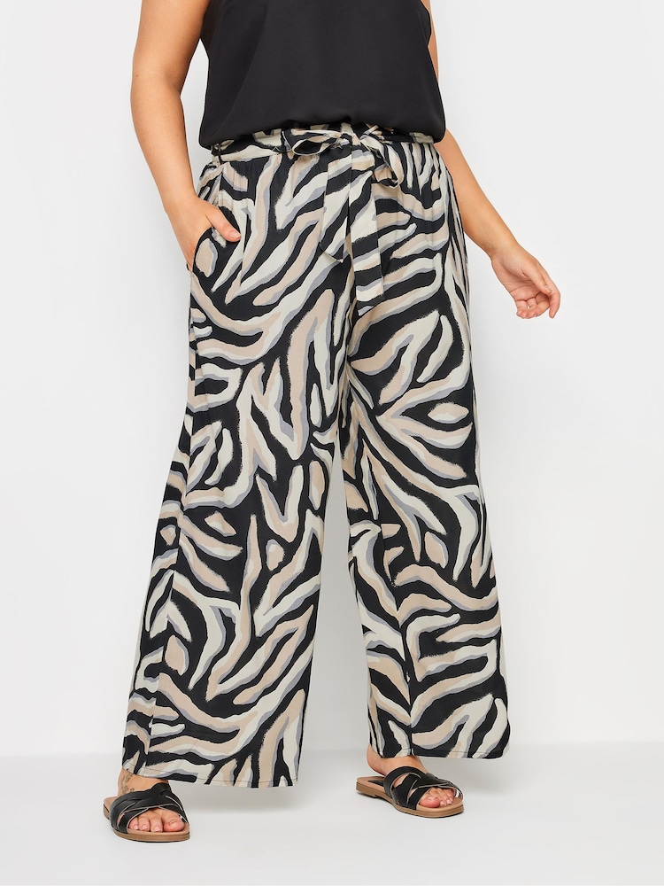 Yours Curve Black Shirred Waist Wide Leg Trousers - Image 2 of 6