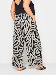 Yours Curve Black Shirred Waist Wide Leg Trousers - Image 4 of 6