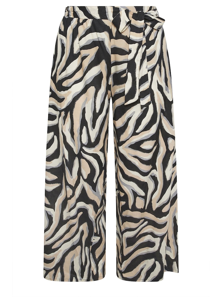 Yours Curve Black Shirred Waist Wide Leg Trousers - Image 6 of 6