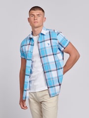 U.S. Polo Assn. Blue Mens Short Sleeve 100% Cotton Check Shirt - Image 5 of 8