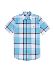 U.S. Polo Assn. Blue Mens Short Sleeve 100% Cotton Check Shirt - Image 6 of 8