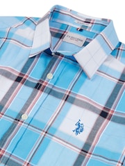 U.S. Polo Assn. Blue Mens Short Sleeve 100% Cotton Check Shirt - Image 8 of 8