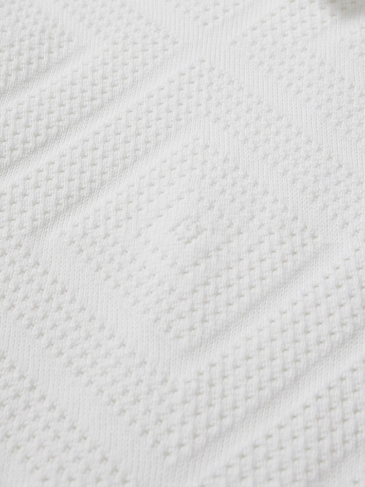 Reiss Optic White Lupton Cotton Textured Press-Stud Polo Shirt - Image 6 of 6