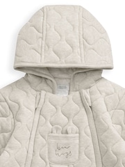 Mamas & Papas Natural Quilted Bear 100% Cotton Jersey Pramsuit - Image 4 of 4