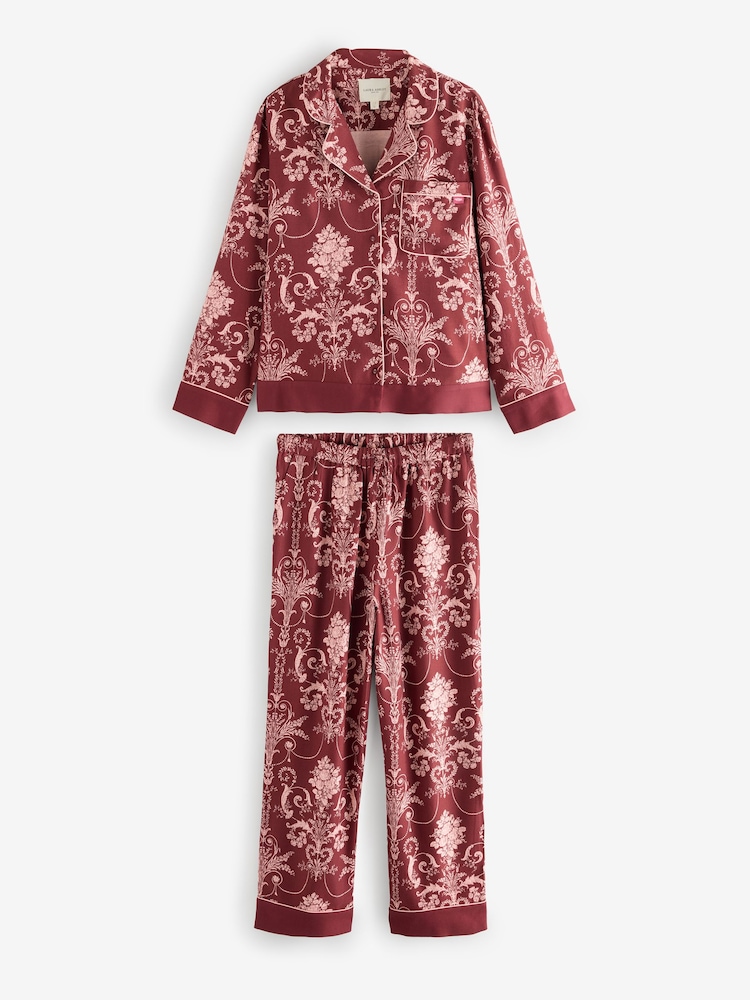 Laura Ashley Burgundy Red Josette Button Through Pyjamas - Image 1 of 7 Laura Ashley Burgundy Red Josette Button Through Pyjamas - Image 1 of 7