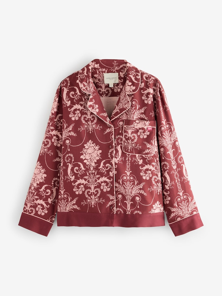Laura Ashley Burgundy Red Josette Button Through Pyjamas - Image 2 of 7 Laura Ashley Burgundy Red Josette Button Through Pyjamas - Image 2 of 7