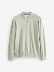 Hellgrün - Langärmeliges Polo-Shirt aus Feinstrick - Bild 5 von 7