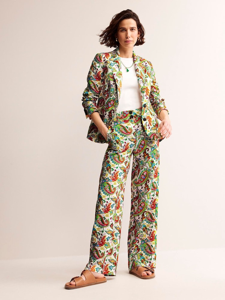 Boden Cream Westbourne Linen Trousers - Image 1 of 5