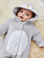 JoJo Maman Bébé Grey Penguin Pramsuit - Image 1 of 3