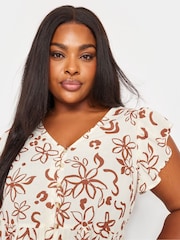 Weiß - Yours Curve Leaf Print Frill Blouse - Bild 4 von 5