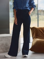 Navy Premium Cord Wide Leg Trousers - Image 3 of 7