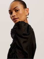 Ted Baker Black Sachiko Pleated Puff Sleeve Top - Image 4 of 5