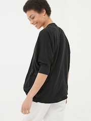 FatFace Iris Black Cocoon Edge Cardigan With Linen - Image 2 of 4