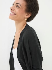 FatFace Iris Black Cocoon Edge Cardigan With Linen - Image 3 of 4