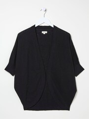 FatFace Iris Black Cocoon Edge Cardigan With Linen - Image 4 of 4