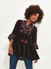 Joe Browns Black Paisley Flare Sleeve Tunic - Image 1 of 5