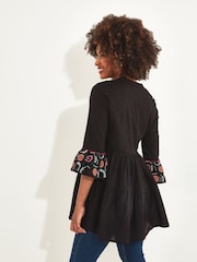 Joe Browns Black Paisley Flare Sleeve Tunic - Image 3 of 5