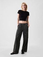 Gap Black High Waisted Wide Leg Utility Easy Jeans - Image 1 of 7
