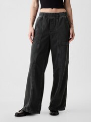 Gap Black High Waisted Wide Leg Utility Easy Jeans - Image 2 of 7