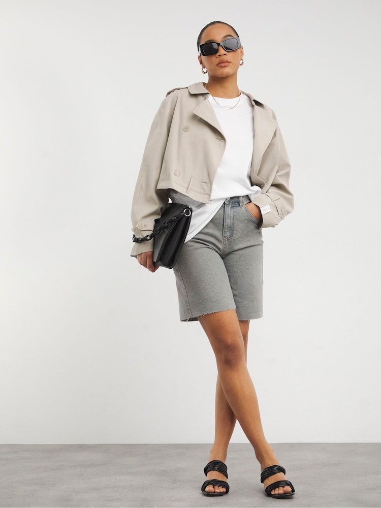 Simply Be Blue Washed Denim Bermuda Shorts - Image 1 of 4 Simply Be Blue Washed Denim Bermuda Shorts - Image 1 of 4