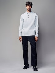 Grey Long Sleeve Smart Button Neck Polo Shirt - Image 2 of 8