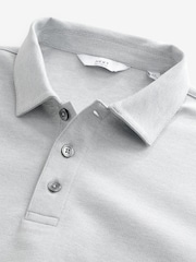 Grey Long Sleeve Smart Button Neck Polo Shirt - Image 8 of 8