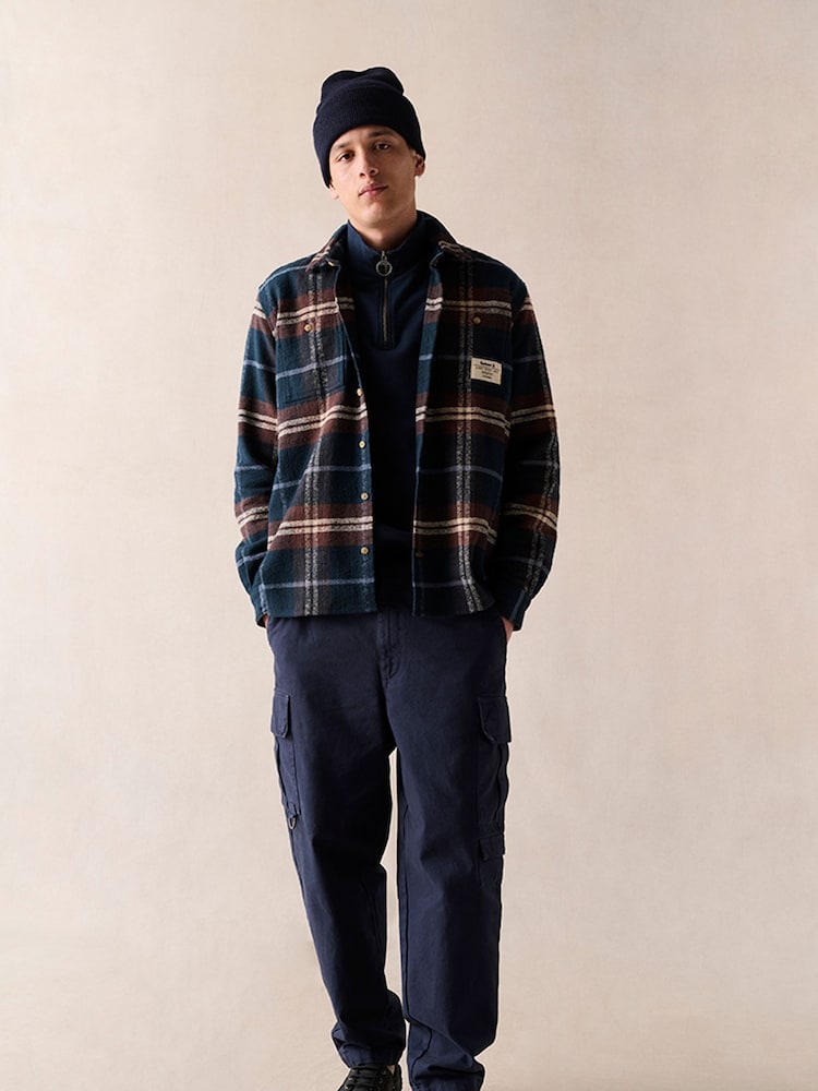 Barbour® Navy Relaxed Fit Coldfall 100% Cotton Check Shirt - Image 2 of 5 Barbour® Navy Relaxed Fit Coldfall 100% Cotton Check Shirt - Image 2 of 5