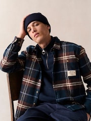 Barbour® Navy Relaxed Fit Coldfall 100% Cotton Check Shirt - Image 4 of 5