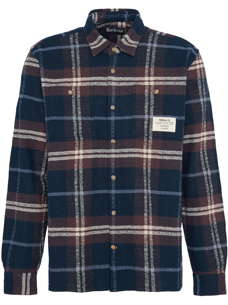 Barbour® Navy Relaxed Fit Coldfall 100% Cotton Check Shirt - Image 5 of 5 Barbour® Navy Relaxed Fit Coldfall 100% Cotton Check Shirt - Image 5 of 5
