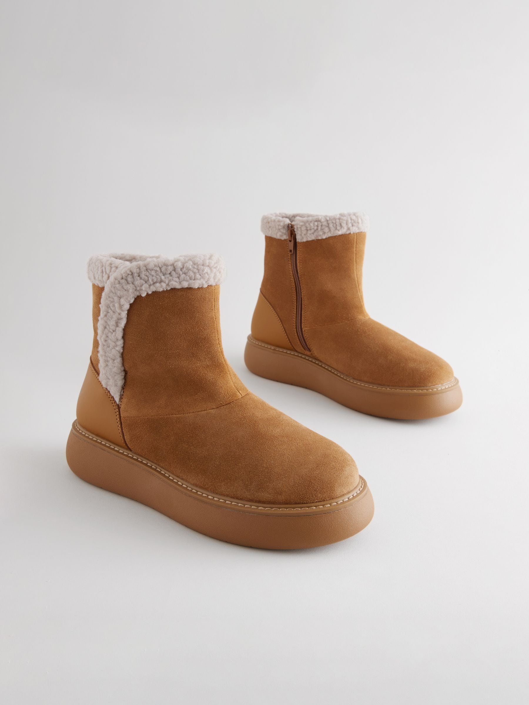 Suede fur lined ankle boots deals